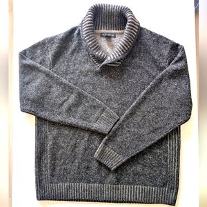 Vintage Y2K  Wool blend sweater, ribbed contrast cowlneck, cuffs, bottom. Large